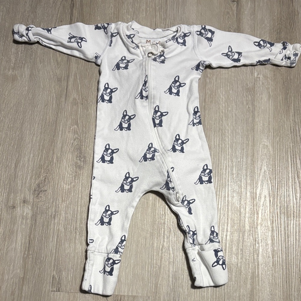 Monica + Andy Adorable Pug White and Gray Kids Footie